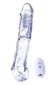 Насадка на пеніс реалістична NMC Ice Crystals Collection з віброкулею та пультом, прозора Sex Aura