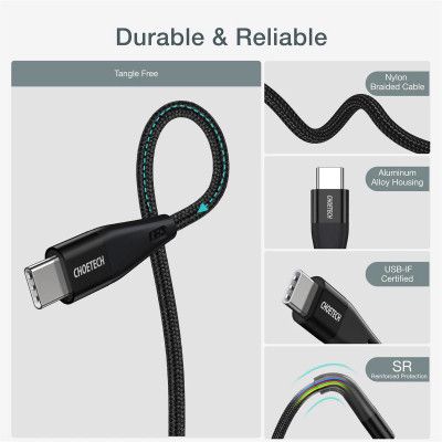 Дата кабель USB-C to USB-C 1.2m USB4.Gen 3 40 Gbps 240W Choetech (XCC-1040) | Зображення 6