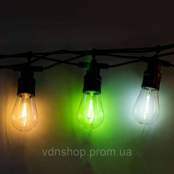 Гирлянда уличная в стиле ретро светодиодная мультиколор S14 на 10 LED ламп длиной 5 метров S14ML | Зображення 5