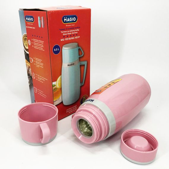 Термос Magio MG-1051P зі скляною колбою, Термос для питної води, термос для дому. Колір: рожевий | Зображення 8