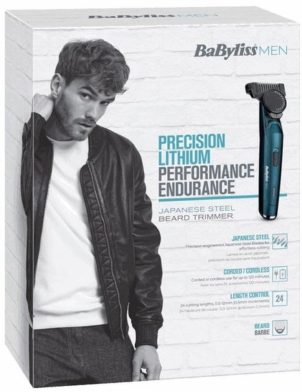 Тример BaByliss для стрижки бороди, 1 насадка, футляр, синій (T890E) | Зображення 8