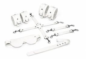 Набор Feral Feelings BDSM Kit 5 White, наручники, поножи, крестовина, маска, паддл Sex Aura