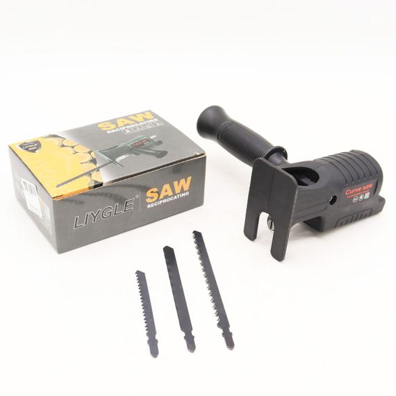 Насадка лобзик на дриль зі швидкознімним механізмом + 3 полотна / Сабельна пилка / Адаптер для електродрилі | Зображення 9