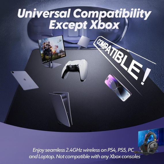 Бездротова ігрова гарнітура Bluetooth Nubwo з мікрофоном, 2.4 ГГц, навушники накладні повнорозмірні геймерські для ПК ноутбука | Зображення 7