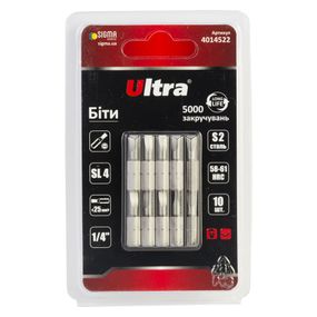 Набір біт Ultra SL4×25мм ¼" 10шт S2 (блістер) 4014522