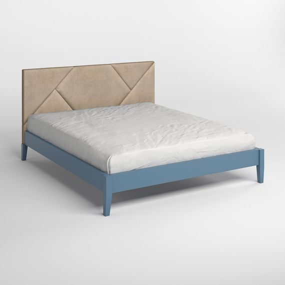 Двоспальне дерев&#039;яне ліжко Mebigrand Нью-Йорк ДК Сіро-синій (S7010R90B)/Аляска 23 (Бежевий) 160х190 см (MBG-10259) | Зображення 1