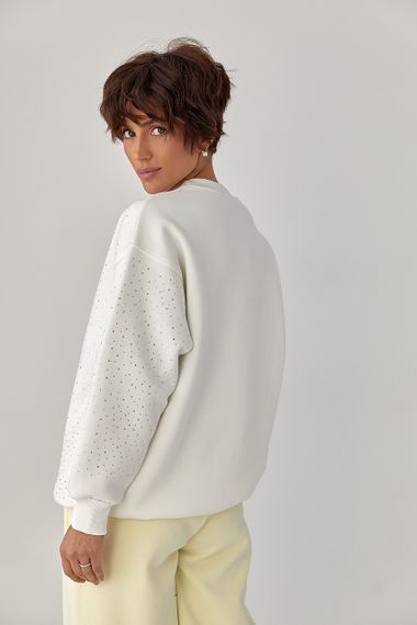 Теплий світшот із термостразами - молочний цвет, M (є розміри) | Зображення 1