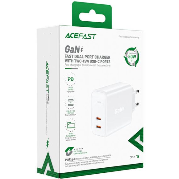 МЗП Acefast A29 PD50W GaN (USB-C+USB-C) dual port | Зображення 3