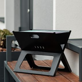 Складной мангал для шашлыка с решеткой 44×29.5×36 (см) мини-мангал раскладной переносной походный 1.0 (мм)