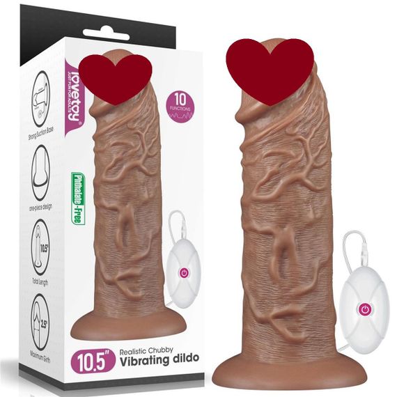 Вібратор на присосці з пультом керування 10.5'' Realistic Chubby Vibrating Dildo Sex Aura