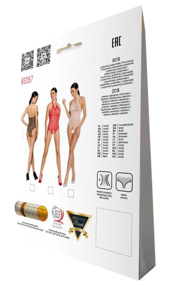Бодістокінг у велику сітку Passion BS087 red, відкрита спина, халтер, з доступом Sex Aura | Зображення 7