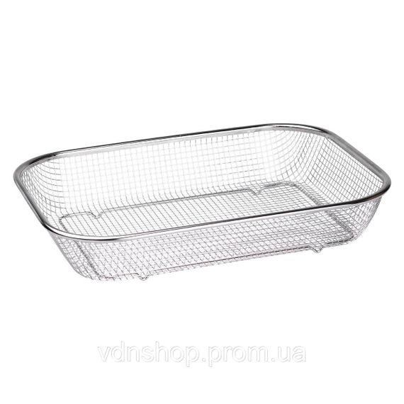 Сито-кошик для миття овочів та фруктів 37.5х27.5х6.8 см друшляк з нержавіючої сталі HP-19-23-L | Зображення 2