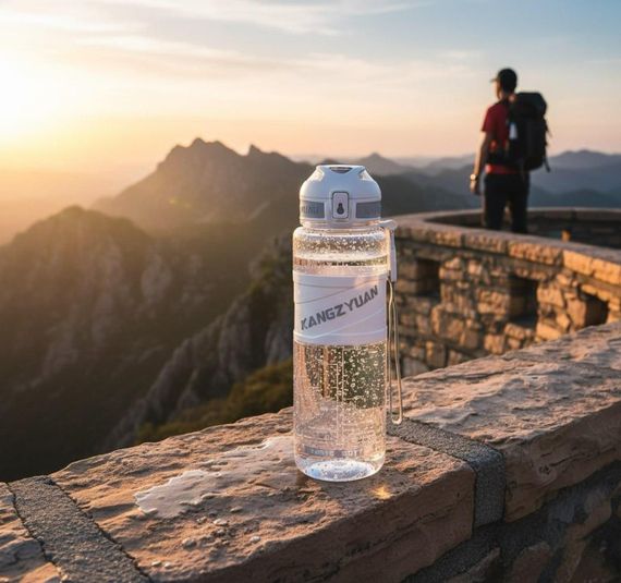 Спортивная бутылка KANGZYUAN 1000 мл (1 л) - Белая Tritan BPA-free, ударопрочная эко-бутылка с фильтром и ремешком | Зображення 9