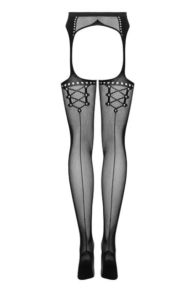 Сетчатые колготки-стокинги Obsessive Garter stockings S314 Черные S/M/L | Зображення 2