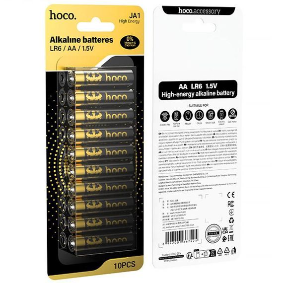 Батарейки Hoco JA1 AA (LR6) Alkaline 10 pcs Black | Зображення 1