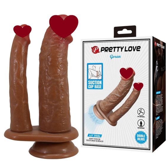 Подвійний фалоімітатор PRETTY LOVE Goran на присосці, 20 х 4.2 см sexstyle