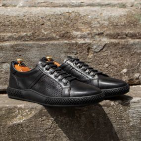 Черные мужские кеды с перфорацией 40 размер