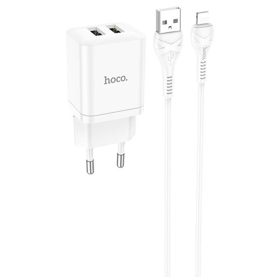 МЗП Hoco N25 Maker (2USB-A) + USB to Lightning White