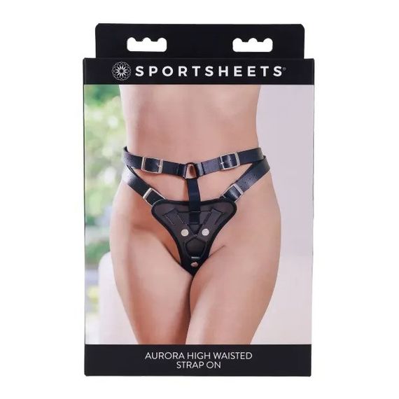 Трусики для страпонів Sportsheets Aurora High Waisted чорні Sex Aura | Зображення 3