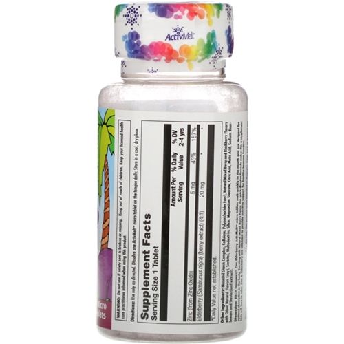 Микроэлемент Цинк KAL Zinc Elderberry sambucus 90 Micro Tablets Mixed Berry | Зображення 1