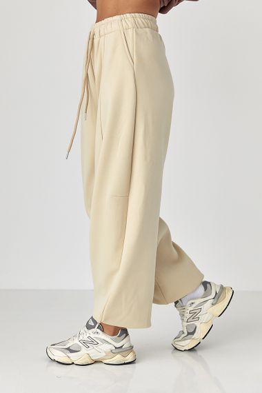 Жіночі теплі спортивні штани - бежевий цвет, L (є розміри) | Зображення 4