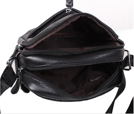 Сумка-барсетка чоловіча счерез плече шкіряна чорна Tiding Bag BON6165 | Зображення 9