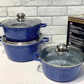Набір каструль Benson BN-384 Граніт синій