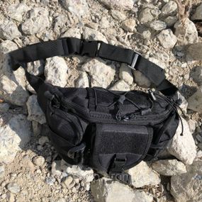 Нагрудна чоловіча сумка тактична чорна, Нагрудна сумка кобура чоловіча тактична чорна DK-11