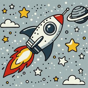 Картина по номерам "Космическая ракета" ©art_selena_ua KHO1229, 25х25 см