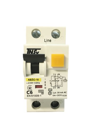 Автоматичний вимикач диференційного струму АВДс-18 2Р 6А 30мА тип АС 6 кА х-ка С Ny95506284 | Зображення 3
