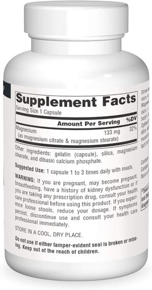 Цитрат магнію Source Naturals Magnesium Citrate 113 mg 90 caps | Зображення 1