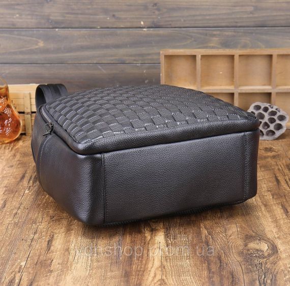 Рюкзак мужской кожаный 30х41х15, городской наплечник для ноутбука и документов Tiding Bag 63989 черный | Зображення 9