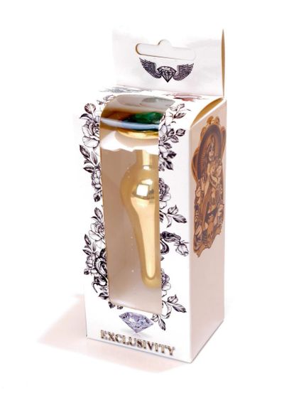 Анальна пробка - Jewellery Gold Long Plug Green Sex Aura | Зображення 8