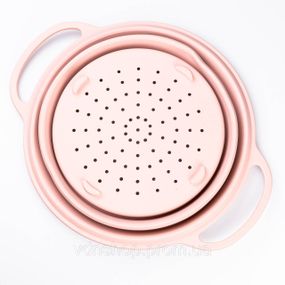 Друшляк силіконовий складаний з ручками 2.6 л Рожевий HP34544P