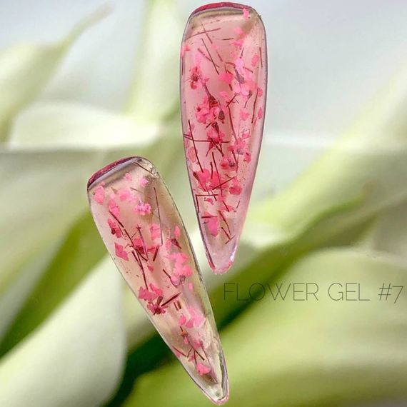 Гель с сухоцветами Crooz Flower Gel №7 (прозрачный нежно-розовый) 5 мл
