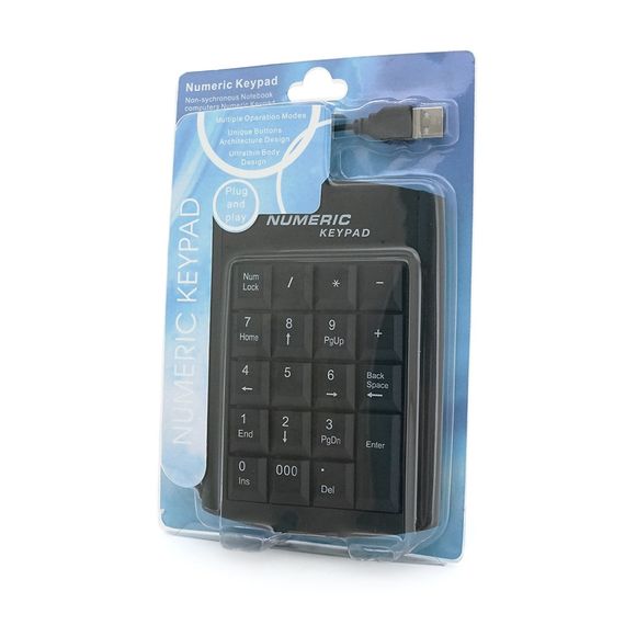 Цифрова клавіатура USB для ноутбука, довжина кабеля 130см (126х93х20 мм) Black | Зображення 1