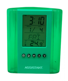 Настольные часы с будильником Assistant AH-1050 green контейнер для ручек