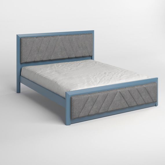 Полуторне дерев'яне ліжко Mebigrand Барселона Б2 Сіро-синій (S7010R90B)/Аляска 93 (Сірий) 120х200 см (MBG-13649) | Зображення 1