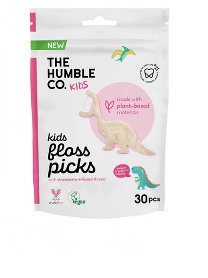 Флос дентальний Humble (КDFP001) з одинарною ниткою, з кукурудзяного крохмалю, світлий, дитячий, 30шт.