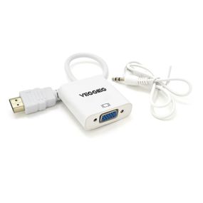 Конвертер VEGGIEG H-V1B HDMI (тато) на VGA (мама) + Audio, 25cm, White, Пакет