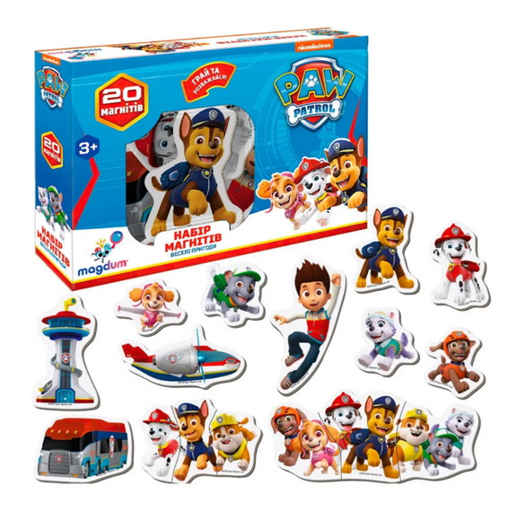 Дитячий набір магнітів Щенячий патруль "Веселі пригоди" Magdum ML4034-01 20 шт