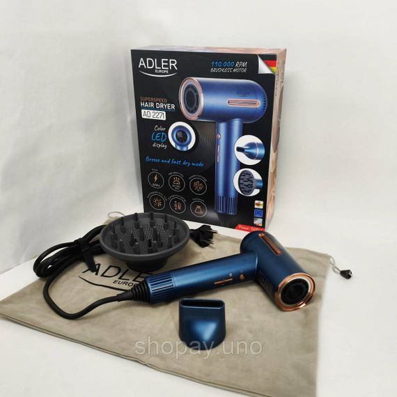 Фен профессиональный домашний для волос Adler AD 2271 1500Вт, Современный фен для волос MB-80 | Зображення 5