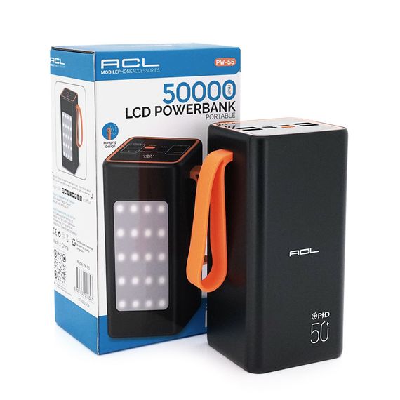 Powerbank ACL PW-55 50000mAh, PD 22.5W, 1,0 kg, Black, Blister | Зображення 2
