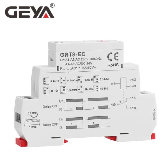 Реле затримки GEYA GRT8-EC 10A двофункціональне реле часу для включення та виключення | Зображення 1