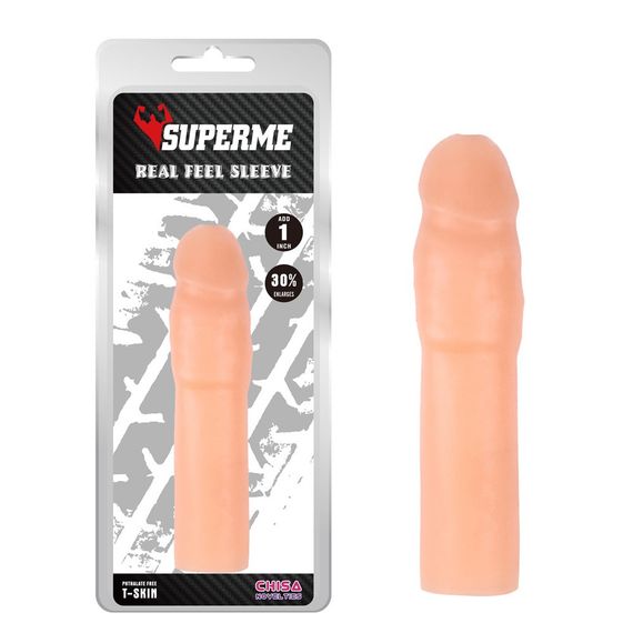 Насадка подовжуюча реалістична Chisa Superme Real Feel Sleeve, тілесна Sex Aura | Зображення 1