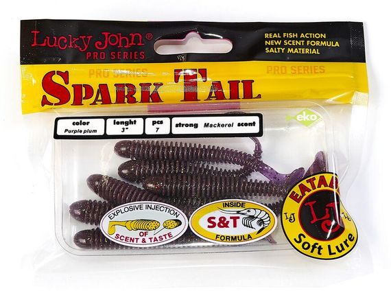 Виброхвосты съедоб. искусст. LJ Лаки Джон Pro Series Spark Tail 3,0in (07,60)/S13 7шт. | Зображення 2