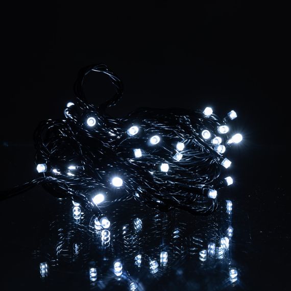 Новорічна кімнатна гірлянда нитка 6 м 50 LED чорний провід Білий W50LED6MBW | Зображення 1