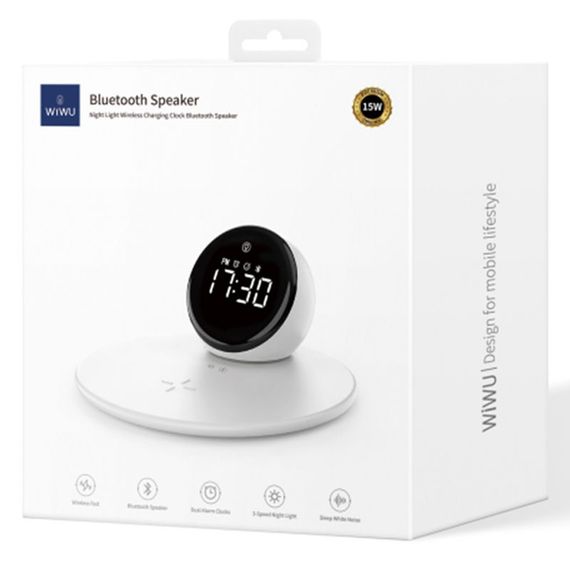 БЗП WIWU Wi-W017 15W Wireless Charger+Digital Alarm+Bluetooth Speaker | Зображення 6