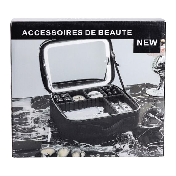 Органайзер косметичка из эко кожи с зеркалом и подсветкой 26×22×9 см HP-10-2AP | Зображення 9