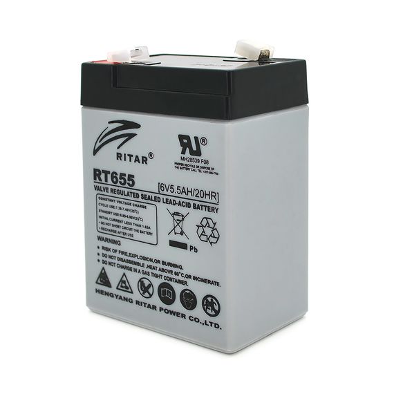 Акумуляторна батарея AGM RITAR RT655, Gray Case, 6V 5.5Ah  ( 70х47х99 (105) ) Q20